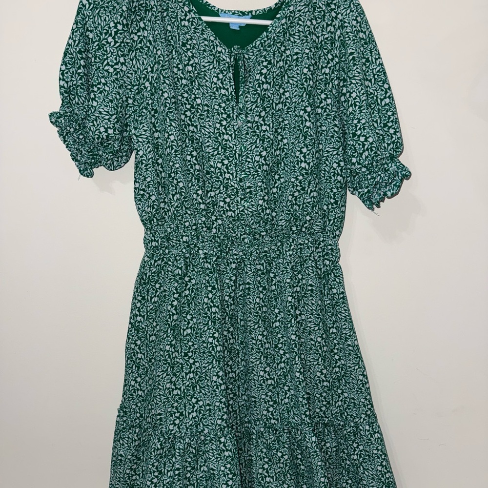 Draper James Green Leaf Print Midi Dress